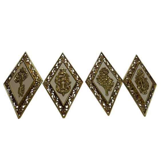 Vintage Diamond MCM Wall Art Dart Ind Set of 4 Made in USA 1970 - Picture 1 of 9